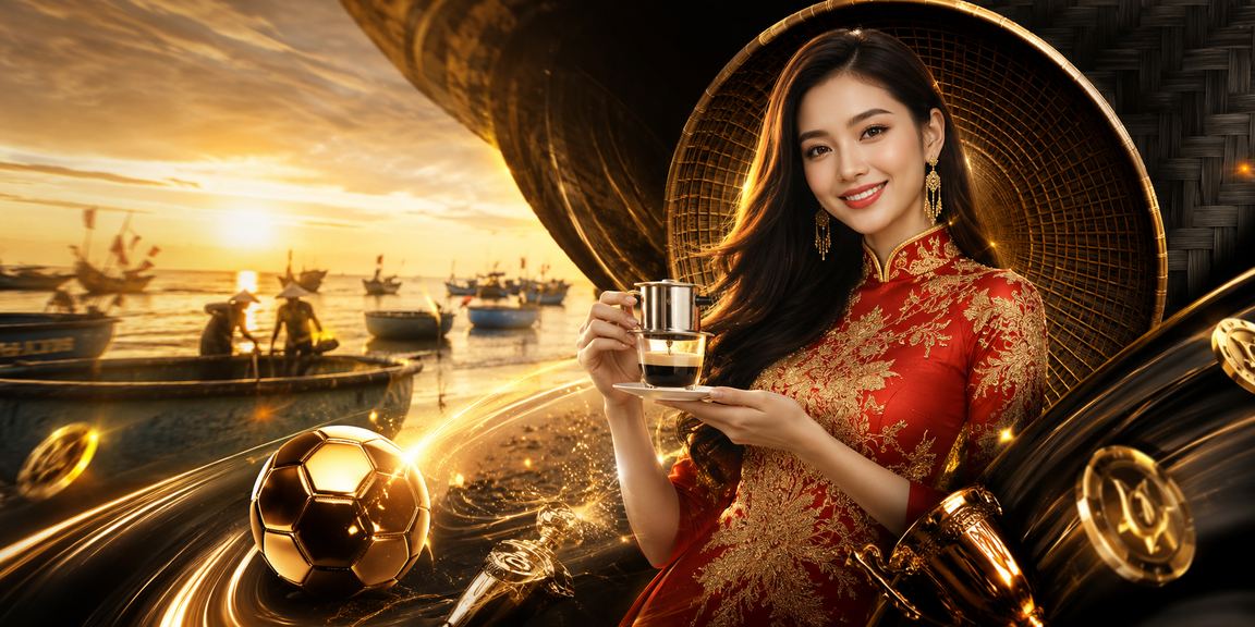 Người dùng theo dõi kèo thể thao tại Mũi Né với nón lá truyền thống Việt Nam